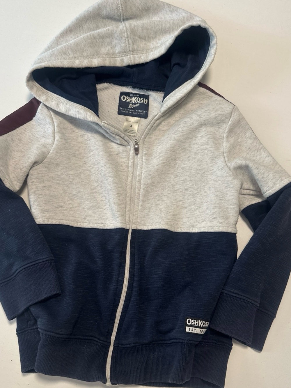OshKosh B'gosh Gray & Navy Colorblock Zip Hoodie